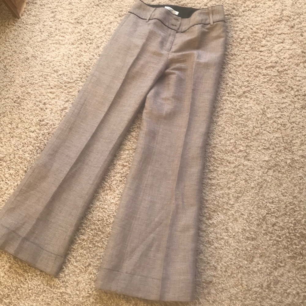 Brown and white linen wide leg pants